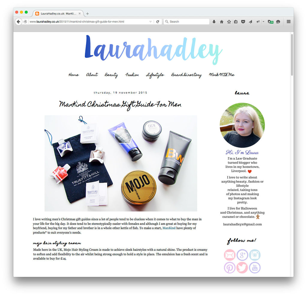 Mojo Hair* Styling Cream in Laura’s Christmas Gift Guide