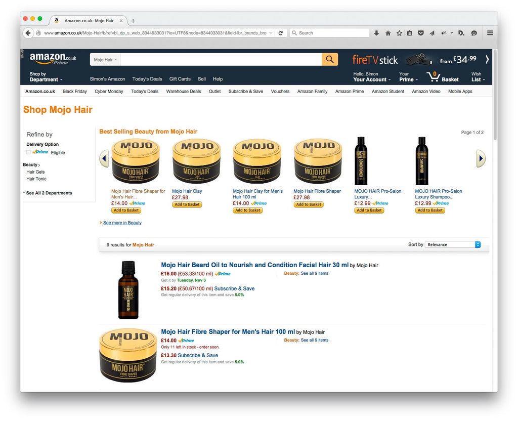 Mojo Hair* range is now available on amazon.co.uk