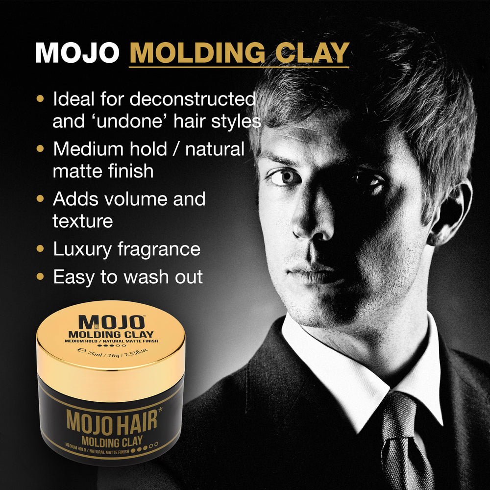 Mojo Hair Molding Clay – Medium Hold & Natural Matte Finish | Luxury Fragrance | 75ml - benefit 1