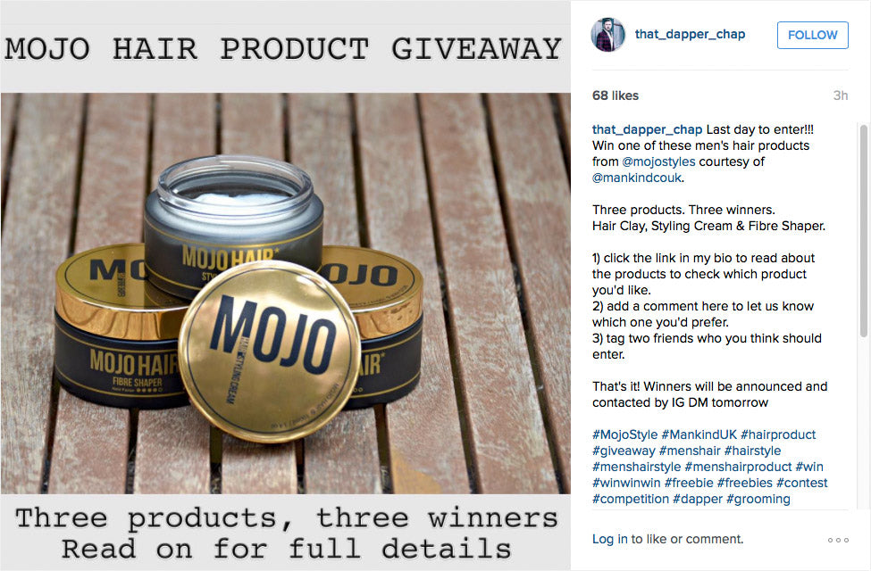 Win Mojo Hair* products courtesy of That Dapper Chap