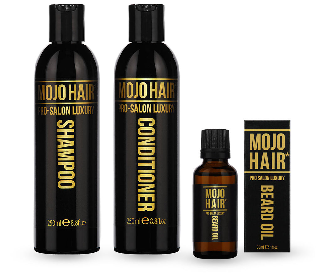 Mojo Hair* new Pro-Salon Luxury Shampoo, Conditioner and Beard Oil