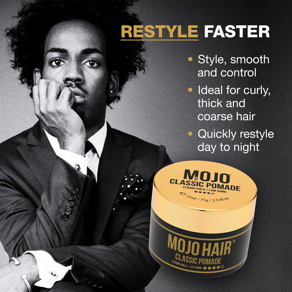 Mojo Hair Classic Pomade – Strong Hold & Low Shine | Luxury Fragrance | 75ml - benefit 3