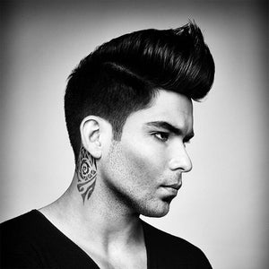 Male model with modern pompadour hair style, french crop, buzz cut or slick back look and style with Mojo Hair* Classic Pomade
